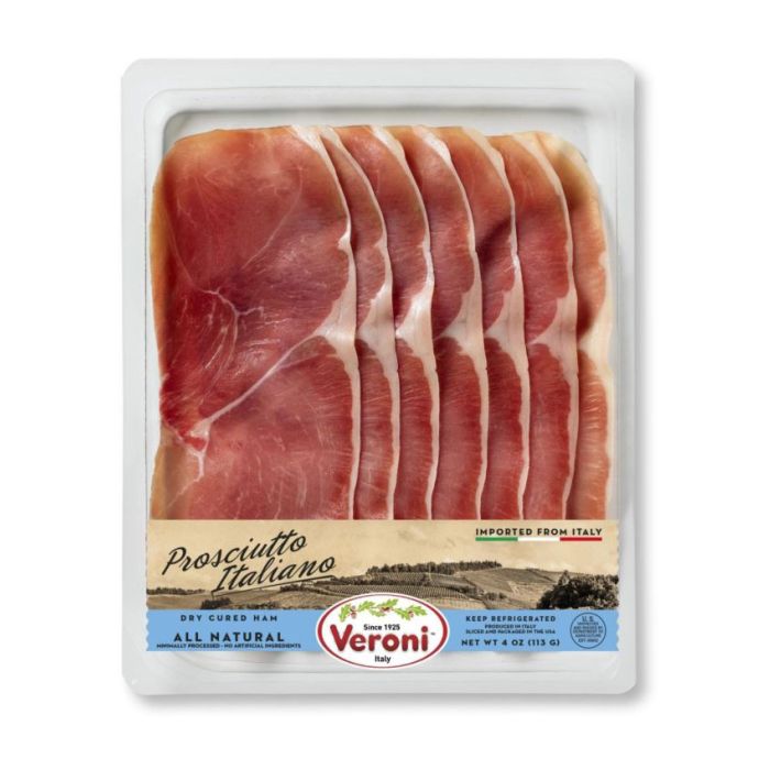 VERONIPreSliced Prosciutto Italiano Dry Cured Ham 4 Oz